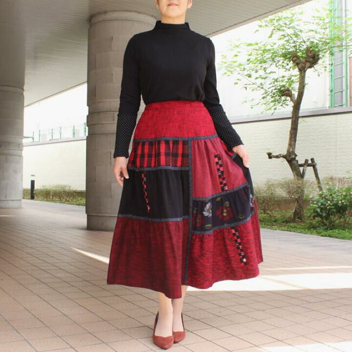 楽天市場】【久留米絣ティアードスカート】久留米絣 儀右ヱ門 スカート 