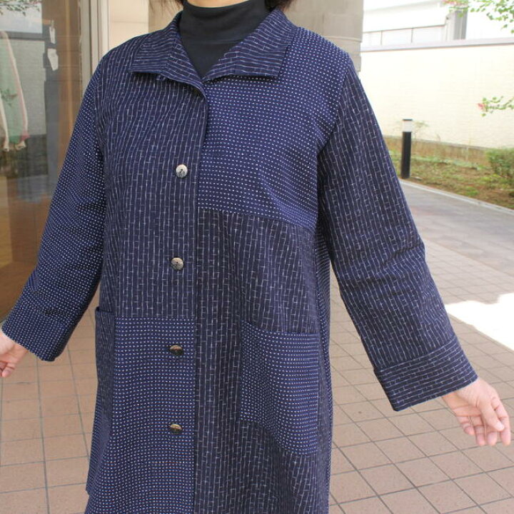 楽天市場】久留米織 刺し子調 ジャケット コート 裏地付き 藍 紺 日本 