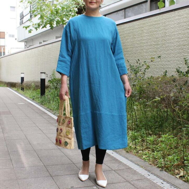 楽天市場 リネンワンピース ベルギーリネン 日本製 送料無料 ロング 長袖 春 春物 七分袖 ミセス レディースファッション 天然素材 ナチュラル服 ピンク ターコイズ リネン100 40代 50代 60代 おしゃれ 上質生地 きれいめ エレガント 古布と染めの創作服 駿河屋