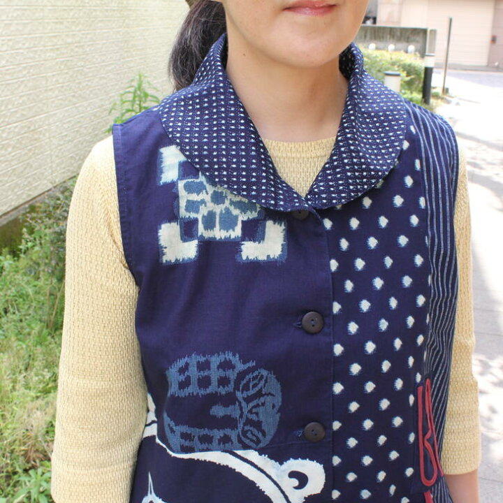 楽天市場】在庫限り 次回入荷未定【藍染めベスト】パッチワーク ベスト 