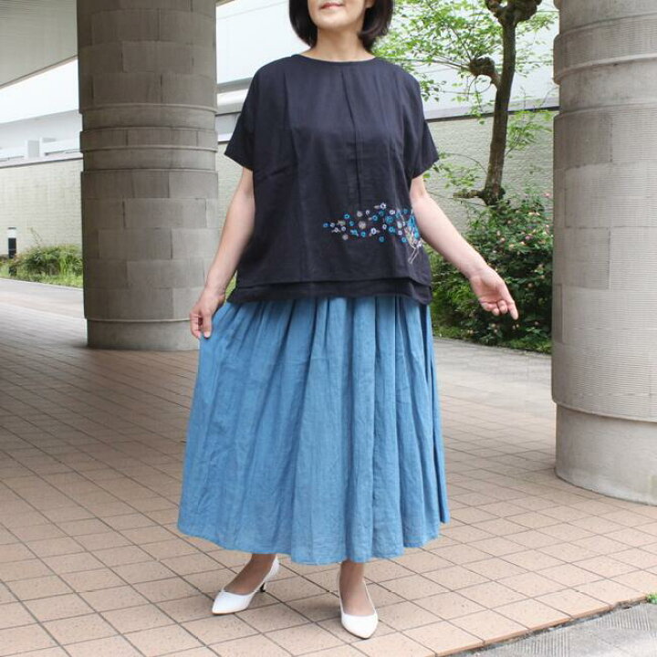 楽天市場】【ベルギーリネンスカート】ブルー 日本製 ロング 