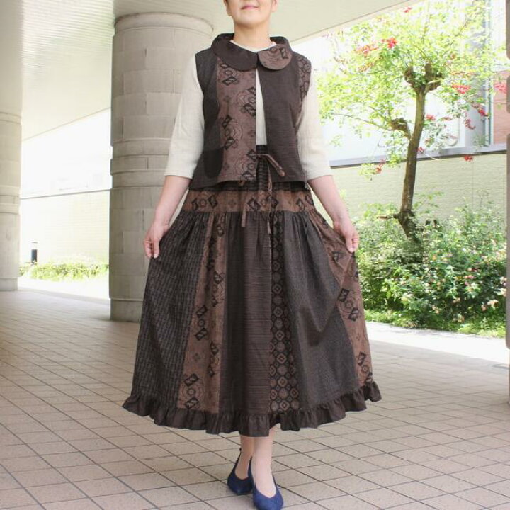 楽天市場】安曇野 大島紬柄 スカート ロング 和木綿 ウエストゴム 日本  