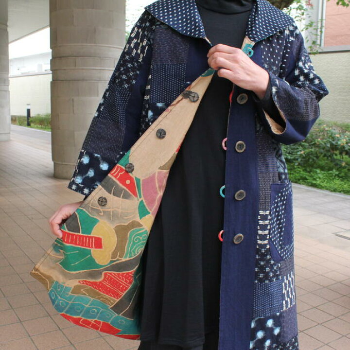 楽天市場】作家一点もの【古布リバーシブルコート】古布 絣 藍染め 