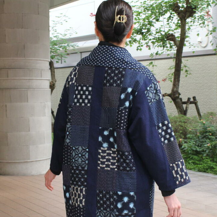 楽天市場】作家一点もの【古布リバーシブルコート】古布 絣 藍染め 