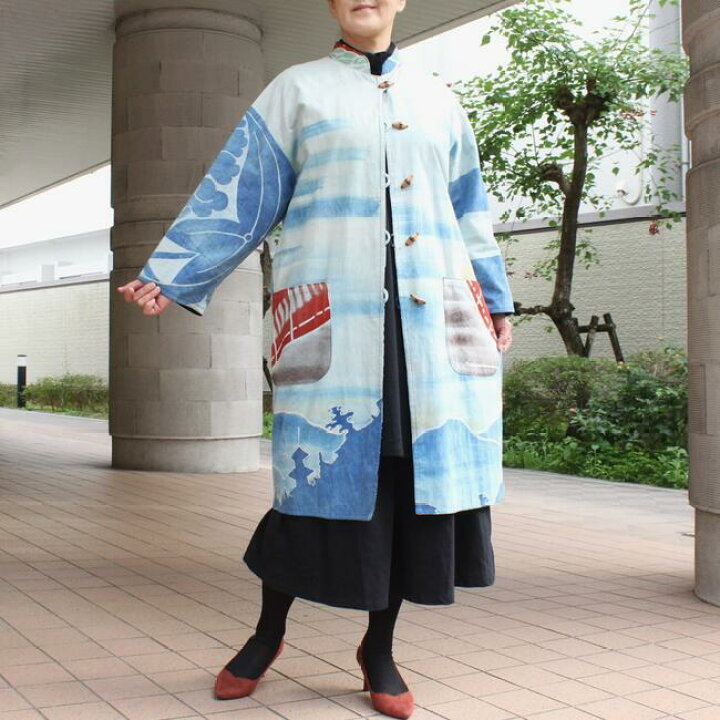 楽天市場】作家一点もの 古布のぼり旗コート リバーシブル レディース 