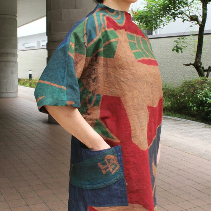 楽天市場】古布リメイクチュニック ブラウス 作家一点物 大漁旗 柿渋 