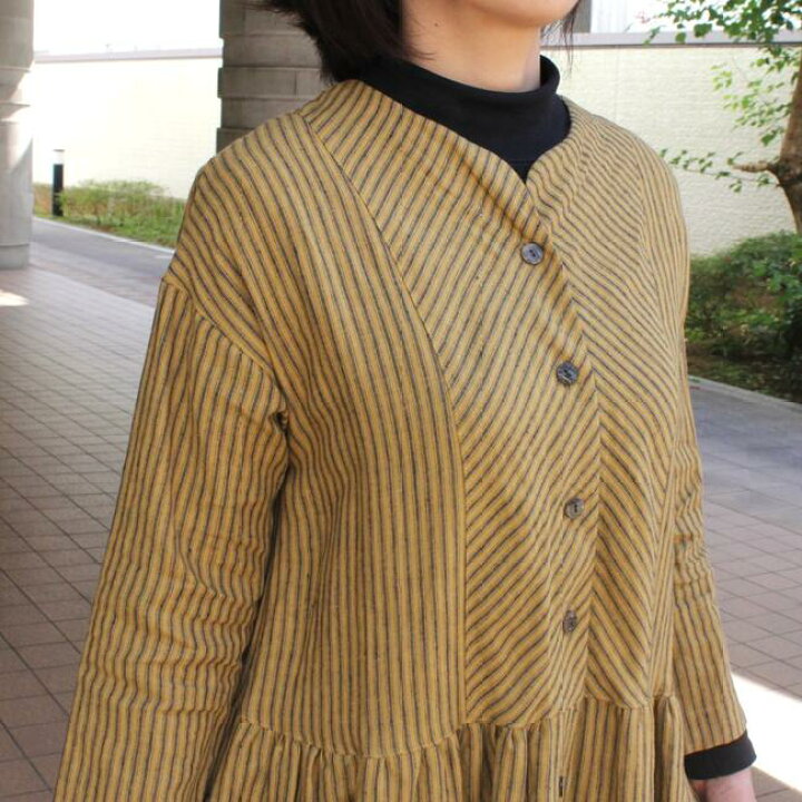 楽天市場】リネン ワンピース 長袖 秋冬 ロング丈 からし マスタード  