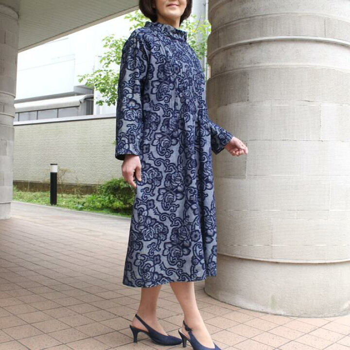楽天市場】藍暦 手織り絣 久留米絣 ワンピース 長袖 ロング レディース