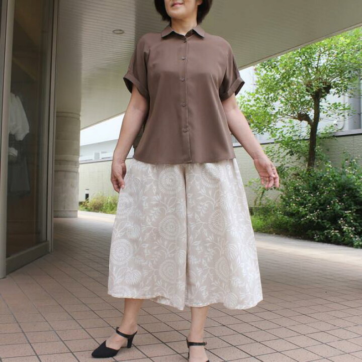 楽天市場】リネン 麻 ワイドパンツ キュロット ベージュ/白 レディース  