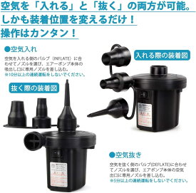 【5の日限定価格+P5倍】電動ポンプ エアーポンプ 電動空気入れ 電動エアポンプ プール 空気抜き 小型 浮き輪 ゴムボート エアベットコンパクト ビニールブール 圧縮袋適用 手持ちポンプ 夏 車載用 zk1055