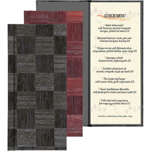 メニューブック(メニューレール)(タテ長 4ページ) LS-114 / (10ページまで) / シンビ 市松模様 和風 メニューブック レールタイプ