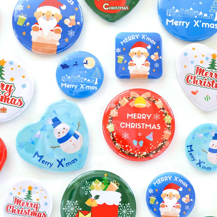 楽天市場】クリスマス 缶バッジ 丸型 バッジ バッチ バッヂ プレゼント 