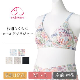 ＼最大3000円クーポン配布中！／ マタニティブラジャー マタニティ ブラジャー 快適 らくちん 授乳 授乳ブラ 犬印 ハーフトップ 下着 コットン 綿 即授乳 妊婦 産前産後 犬印本舗 BR1276 ノンワイヤー インナー M L メール便送料無料 1/2 [v]