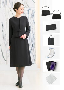 \クーポン利用で18,480円~&365日即日出荷/ 喪服 レディース 小物セット 10点 ブラックフォーマル スーツ ワンピーススーツ バッグ 数珠 ネックレス ふくさ 喪服セット フォーマル小物 便利 セ