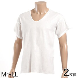 メンズ 肌着 綿 半袖 シャツ U首 2枚組 M〜LL (下着 薄い 薄手 綿100% 夏 インナー インナーシャツ 白 無地)