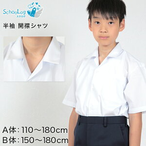 スクールシャツ 半袖 男子 開襟シャツ 学生服 小学生 110cmA〜180cmB (制服 カッターシャツ ワイシャツ 中学生 高校生 半袖シャツ B体 ゆったり 110 120 130 140 150 160 170 180)【取寄せ】