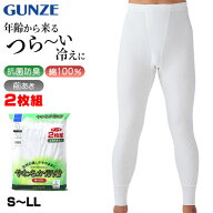 【楽天1位】ズボン下 メンズ ももひき 綿100％ 前あき 2枚組 S〜LL GUNZE 長ズボン下 男性 紳士 インナー…