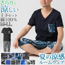 綿100% ステテコ メンズ 上下セット 夏 パジャマ 部屋着 半袖 vネック M〜LL Tシャツ 夏用 ルームウエア ルームウェア…