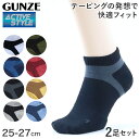 グンゼ メンズ スニーカーソックス スポーツ 2足セット 25-27cm (靴下 速乾 消臭 ランニング ジム GUNZE アクティブスタイル)