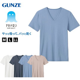 グンゼ Vネック Tシャツ クールマジック メンズ M～LL アセドロン gunze coolmagic 吸汗速乾 消臭 v首 半袖 シャツ 下着 肌着 インナー 夏 プレゼント ギフト 父の日