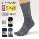 【要エントリー★8/10は最大100％ポイントバック！】メンズ 5本指 ソックス 4足組 25cm クルーソックス くつ下 くつした 靴下 無地 作業用 かかと付き かかと シンプル 丈夫 セット まとめ買い