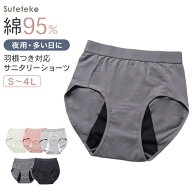 サニタリーショーツ 生理ショーツ 生理パンツ 夜用 多い日用 S M L LL 3L 4L 生理用ショーツ 羽根つき 綿…