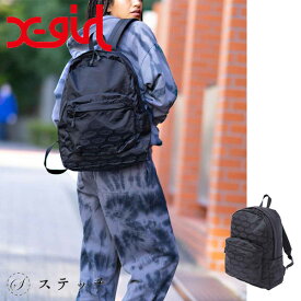 X-girl エックスガール リュック OVAL LOGO ADVENTURE DAYPACK 105221053008 バックパック レディース バッグ 通勤 通学 アウトドア 日本正規品 A4サイズ 大容量 刺繍 スポーティ メンズライク ロゴ カジュアル オーバルロゴ 中学生 高校生 大学生 学生 ブラック ONESIZE