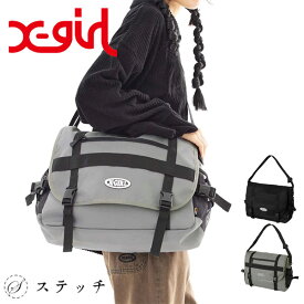 X-girl エックスガール ショルダーバッグ OVAL LOGO MESSENGER BAG 105231053006 バッグ 斜めがけ 斜めがけバッグ メッセンジャーバッグ 軽量 女子高生 女子 レディース ボディバッグ おしゃれ 中学生 高校生 大学生 学生 トレンド ブラック グレー ONESIZE