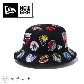 NEWERA ニューエラ 帽子 バケット01 Team Logo Allover NBA ブラック 14109614 おしゃれ ブランド 人気 アウトドア シンプル プレゼント 贈り物 帽子 キャップ メンズ レディース ユニセックス ハット 学生 総柄 バケットハット