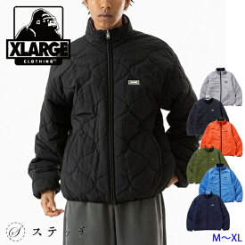 XLARGE エクストララージ ジャケット REVERSIBLE QUILTED JACKET 101233021003 アウター ジャンバー メンズ 送料無料 プレゼント 贈り物 上着 シンプル クール ストリート カジュアル フードジャケット リバーシブル ブラック オリーブ ネイビー M L XL