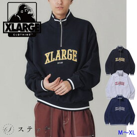 XLARGE エクストララージ ハーフジップスウェット シャツ STRIPED RIB HALF ZIP SWEATSHIRT 10241012008 トップス スウェット メンズ ストリート カジュアル リブライン ストライプ プレゼント 学生 トレンド ジップス 正規販売店 トレーナー