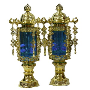 提灯 バブル灯 7号 ブルー ゴールド一対 コンセント式 泡 送料無料 包装のし付無料 霊前灯 贈答 ギフト のし 正月準備 正月 元旦