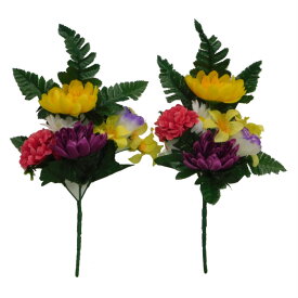 仏花 造花 一対 小サイズ ブッシュタイプ 29cm シルク製 枯れない花 お供え 仏壇 命日 法事 送料無料 正月準備 正月 元旦