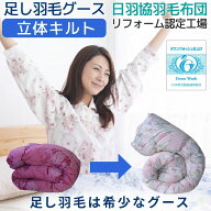 【希少なグースが足し羽毛】 羽毛布団 リフォーム 打ち直し 足し羽毛ダウンパワー400以上グース 300g シ…