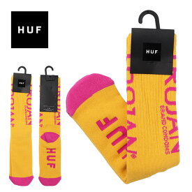 HUF ハフ ソックス 靴下 メンズ ストリート スケーター クルーソックス おしゃれ オシャレ かっこいい スケボー ストリート系 HIPHOP ブランド ロゴ オレンジ