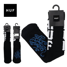 HUF ハフ ソックス 靴下 メンズ ストリート スケーター クルーソックス おしゃれ オシャレ かっこいい スケボー ストリート系 HIPHOP ブランド ロゴ ブラック 黒