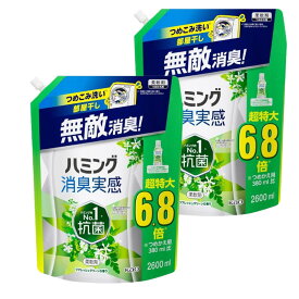 【お買い物マラソン期間中P5倍！】ハミング消臭実感 柔軟剤 無敵消臭！ハミング内NO.1抗菌 リフレッシュグリーンの香り つめかえ用 2,600ml×2個 大容量