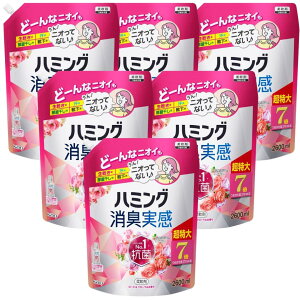 【お買い物マラソン期間中P7倍!】ハミング消臭実感 柔軟剤 無敵消臭!ハミング内NO.1抗菌 ローズ&フローラルの香り つめかえ用 2,600ml×6袋 4袋 2袋 大容量