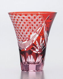 タンブラー 切子 彩花切子 さいかきりこ グラス 赤 300ml 1個入り ガラスコップ ギフト