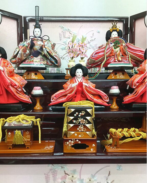 楽天市場】送料無料久月作 雛人形 衣装着五人揃い 木製収納台三段飾り  