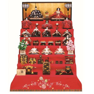 送料無料 平安豊久作 雛人形 衣装着十五人揃い 緋毛氈七段飾り 【末広】〈お雛様 お雛さま おひな様 おひなさま お雛飾り おひな飾り お内裏様 お姫様 雛祭り ひなまつり 三月三日