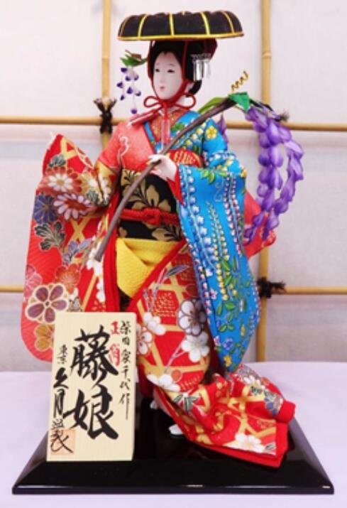 久月作　日本人形（尾山人形）　6号　【藤娘】　Japanese doll　〈日本の伝統品 日本人形 尾山人形 にほんにんぎょう 和人形 お人形  和の置物・お飾り・インテリア 伝統工芸 日本のおみやげ 海外・外国へのお土産・プレゼントにもおススメです！〉 | 人形の鈴勝