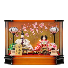 送料無料東玉作　雛人形　衣装着親王　六角アクリルケース飾り　【彩春】〈モダン お雛様 お雛さま おひな様 おひなさま お雛飾り お内裏様 お殿様とお姫様 雛祭り ひな祭り 桃の節句 初節供 初節句 三月三日 2人飾り ケース入り飾り〉