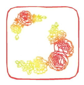 季ごころ屋　日本製、切り絵ハンカチ　ラナンキュラス　20×20cm　綿100％　〈タオルハンカチ・ガーゼハンカチ・はんかち・ハンドタオル〉