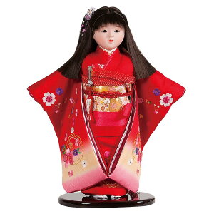 送料無料 平安豊久作 市松人形 13号 刺繍 赤ボカシ 〈平安豊久 いちまつにんぎょう いちまさん 日本人形 和人形 和服衣装着人形 伝統人形 衣裳着人形 衣装着人形 着物人形 女の子の