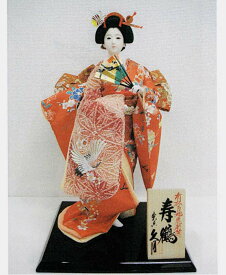 久月作　日本人形　有松鳴海絞　片袖脱刺繍　十号　尾山人形　【寿鶴】　〈Japanese doll　日本文化　伝統品　和のインテリア　和人形　おにんぎょう　外国・海外へのお土産・贈り物・プレゼント・ギフトにもおススメです！〉