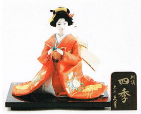 久月作　日本人形（尾山人形）　刺繍　6号　【四季】（赤）　Japanese doll　〈日本の伝統品　にほんにんぎょう　和人形　お人形　和の置物・お飾り・インテリア　日本のおみやげ　海外・外国へのお土産・プレゼントにもおススメです！　通販〉