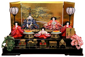 送料無料　久月作　雛人形　衣装着五人揃い　有職　芥子親王　柳官女　駿河古典蒔絵　木製可動式二段段飾り　【夢あそび】　〈ひな人形 東京浅草橋久月 久月雛人形 衣裳着ひな人形 久月ひな人形 衣裳着親王 官女5人飾り 衣裳着五人飾り 二段五人飾り〉