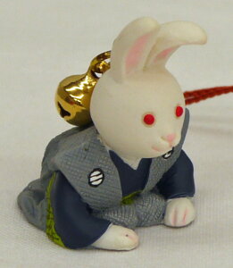 干支 十二支・十二獣の携帯ストラップ strap for mobile phone 十二支根付 Netsuke 卯 兎・兔 ウサギ 〈家老〉がモチーフです! 〈ケータイストラップ ケイタイストラップ モバイル
