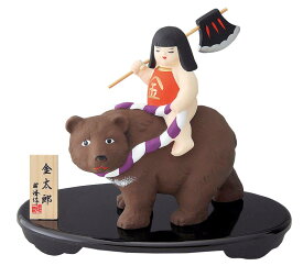 陶器製　武者人形・日本人形　金太郎熊乗り　菱形の腹掛けを着け、熊に跨(またが)り、鉞(マサカリ)を担いだ金太郎です！